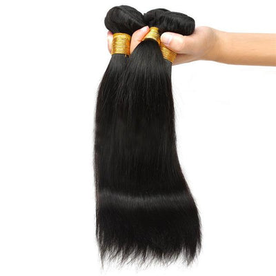 Sylk Straight 8-28 Inch Natural Color Human Hair Bundle Brazilian Body Wave Hair Weaving Black Non-Remy Hair Extension - bQute LuXe Hair & Lash Boutique
